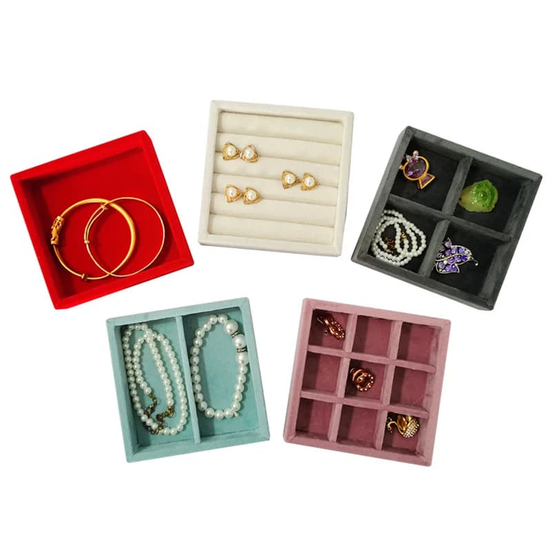 Soft velvet jewelry storage tray earring Brooch cufflinks organizer case ring pendant Small item holder 11*11cm