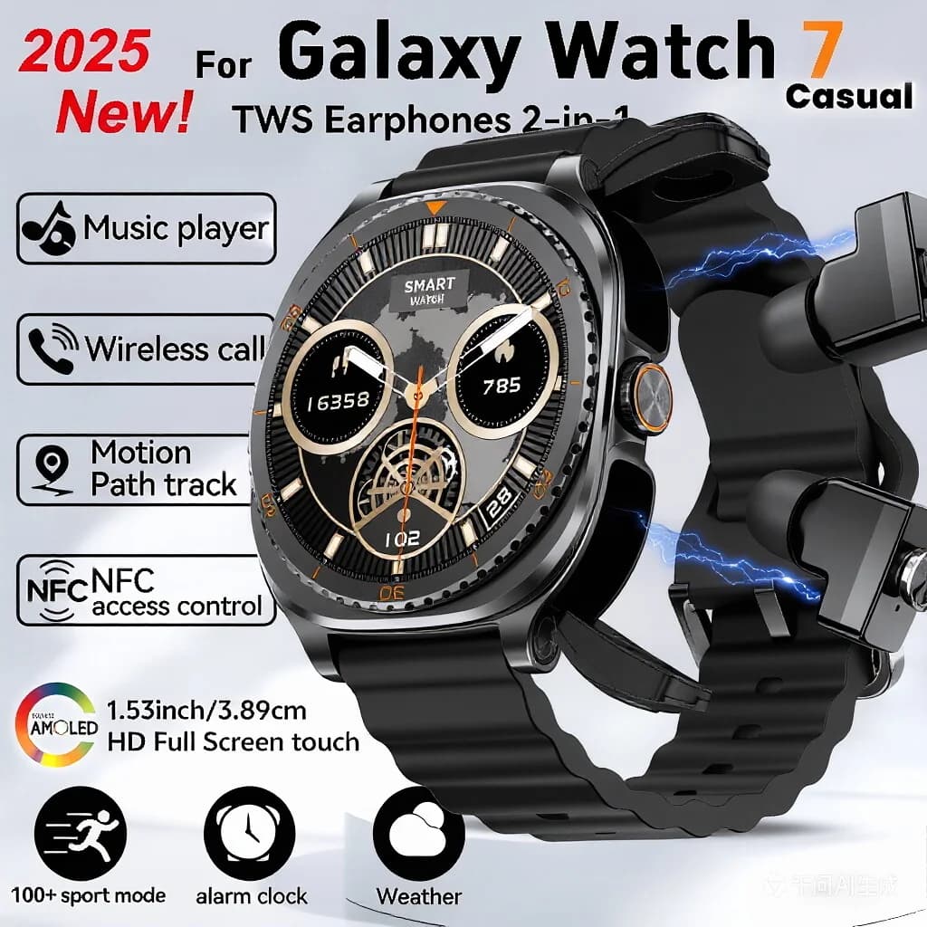 2026 sports and fitness smart watch, built-in earphone, health monitoring, IP67 waterproof, NFC access control, wireless call,