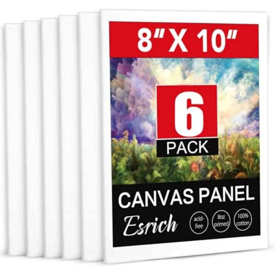 8x10 Canvas for Painting, 6 Pack Canvas Boards for Painting Primed Acid Free Blank Canvas Panels for Oil Paint, Watercolor, Acr