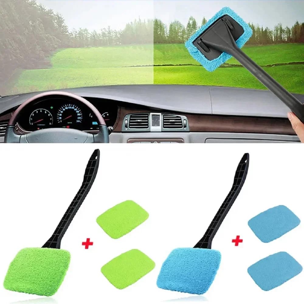 Nuovo kit di spazzole per la pulizia dei vetri dell'auto, strumento di lavaggio per la pulizia del parabrezza, interno dell'auto, tergicristallo con manico lungo, accessori per auto