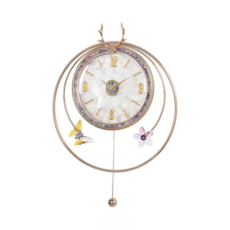 Orologio decorativo da soggiorno, orologio a pendolo in metallo, orologio da parete a conchiglia per la casa