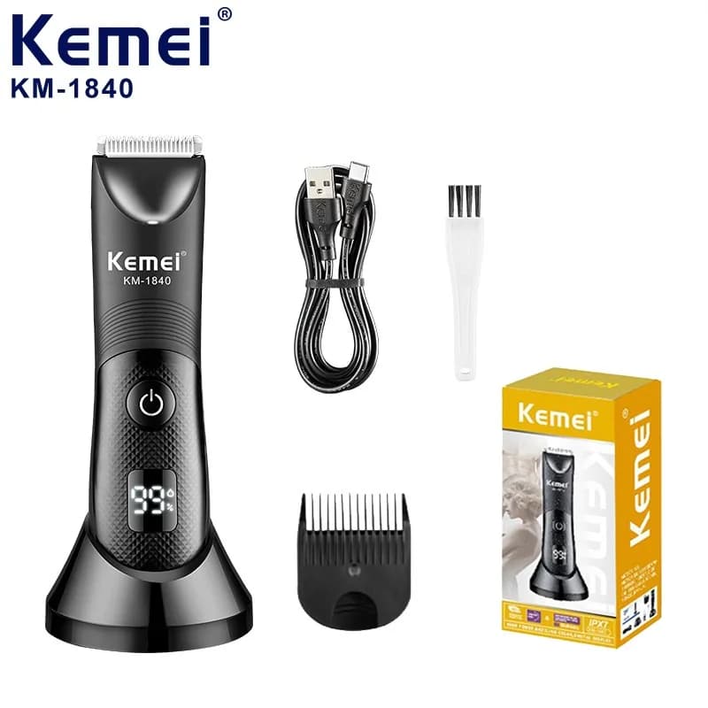 KEMEI 1840 Men's Professional Haircut, Waterproof, Electric Trimmer Set Rechargeable with LCD Display