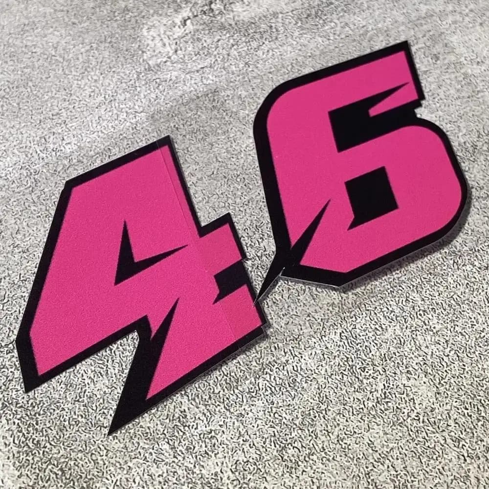 Set di adesivi rosa con numero da corsa 0-9, adesivo in vinile impermeabile per casco da moto