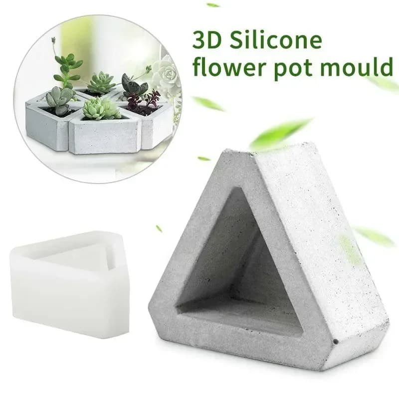 1 pz triangolo cemento stampo in Silicone Cactus pianta succulenta vaso stampo fai da te cemento argilla mestiere colata vaso di fiori stampo 3D stampo