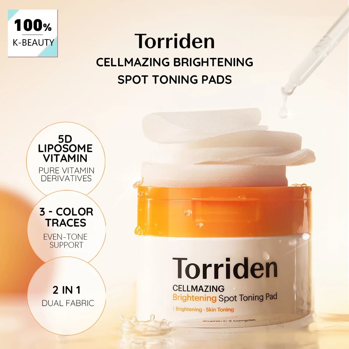 Torriden Cellmazing Brightening Spot Toning Pads (70 Pads),Helps Even Skin Tone&Visibly Brightens,Korean Skincare,Korean Makeup