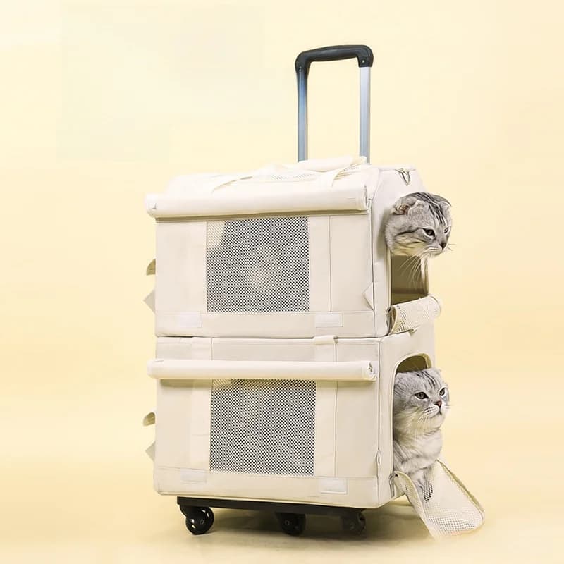 Borsa da Trasporto per Animali Domestici a Doppio Strato, Zaino da Viaggio Portatile per Due Cani, Ampio Spazio Traspirante