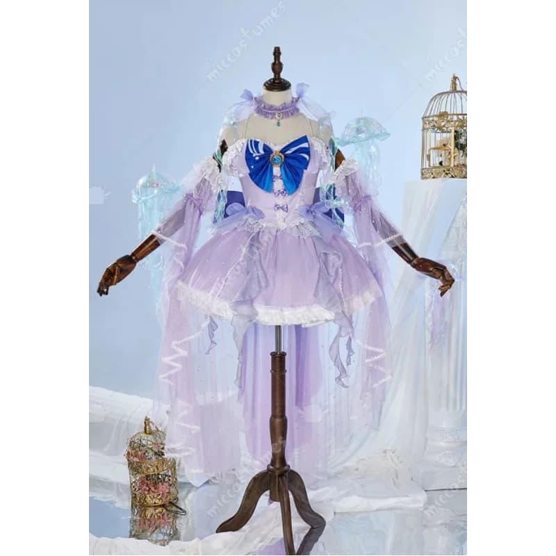 Miccostumes Gonna da donna con corsetto stile sposa Kokomi con velo e calze alte alla coscia Costume cosplay