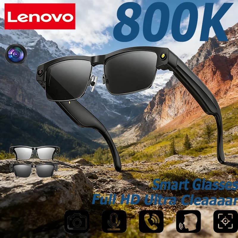 Lenovo Camera with GPT Chat, Camera, Bluetooth Calls, Voice Assistant, Music Reader, Translation, Semi-Remless