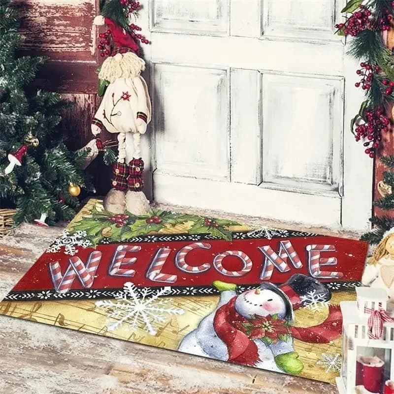 Christmas Decoration Entrance Carpet Merry Christmas Welcome Rug Bedroom Bathroom Non Slip Carpet Home New Year Gift Decoration