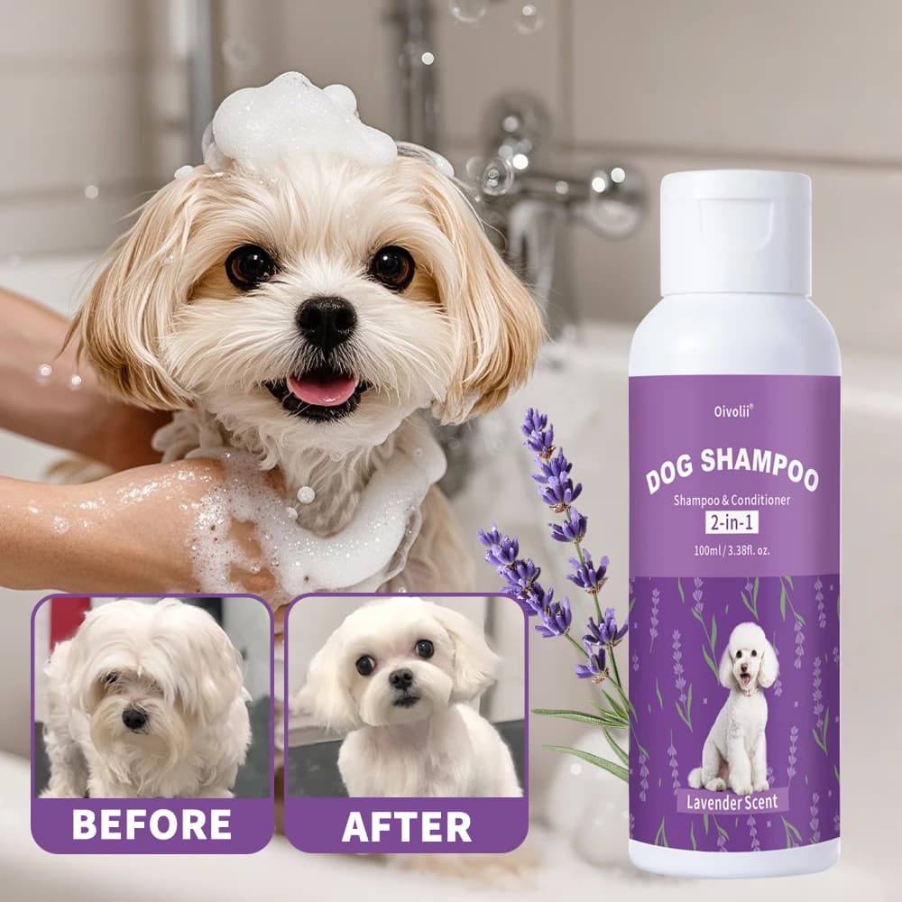 Shampoo e balsamo per cani 2 in 1 al profumo di lavanda, detergente profondo, rinfrescante, ammorbidente per il pelo, per tutti i cani, deodorante per animali domestici