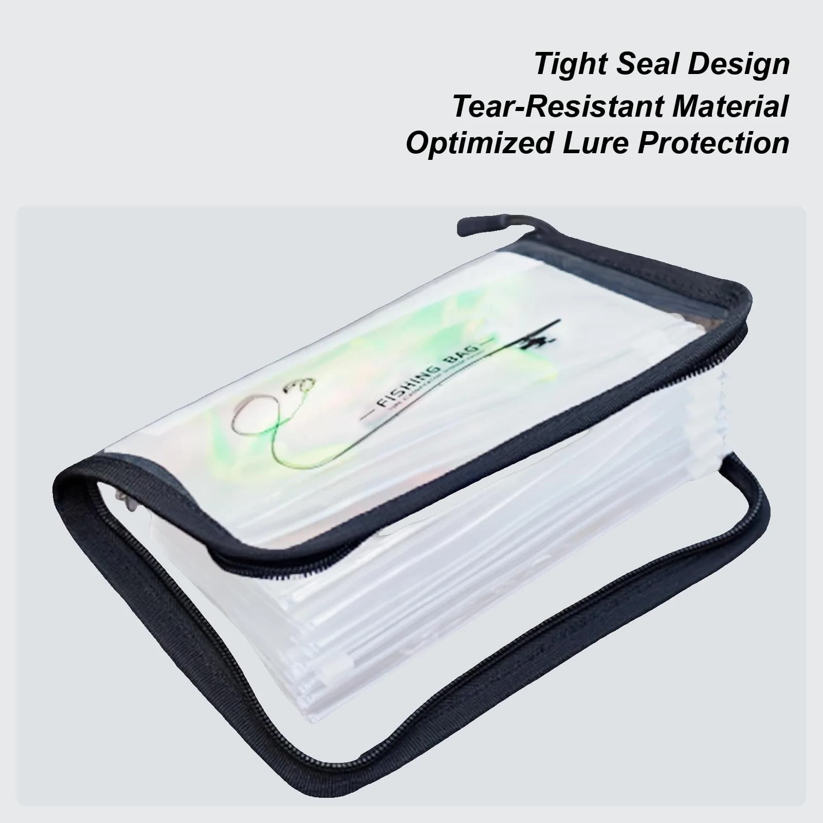 Borsa per esche da pesca con 10 pagine a raccoglitore ad anelli, custodia trasparente in PVC per esche, copertura per esche da pesca per barca, spiaggia, lago, fiume, stagno, acqua salata