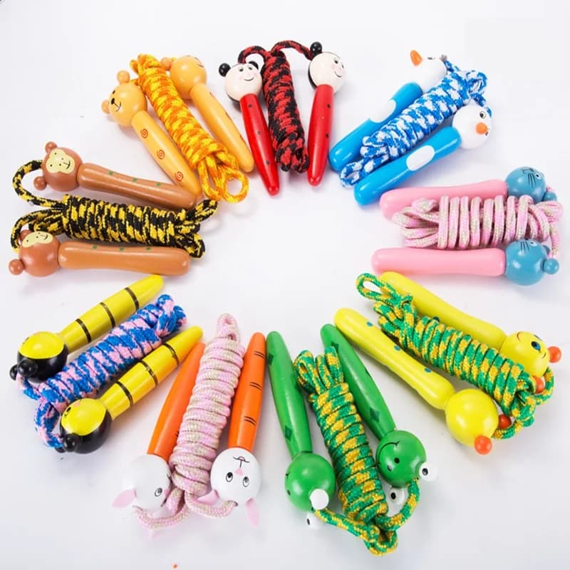 2 pcs jump ropes for kids wooden handle Sport Bodybuilding Fitness Lovely Cartoon cords to skip losing weight exercise gym equipment
