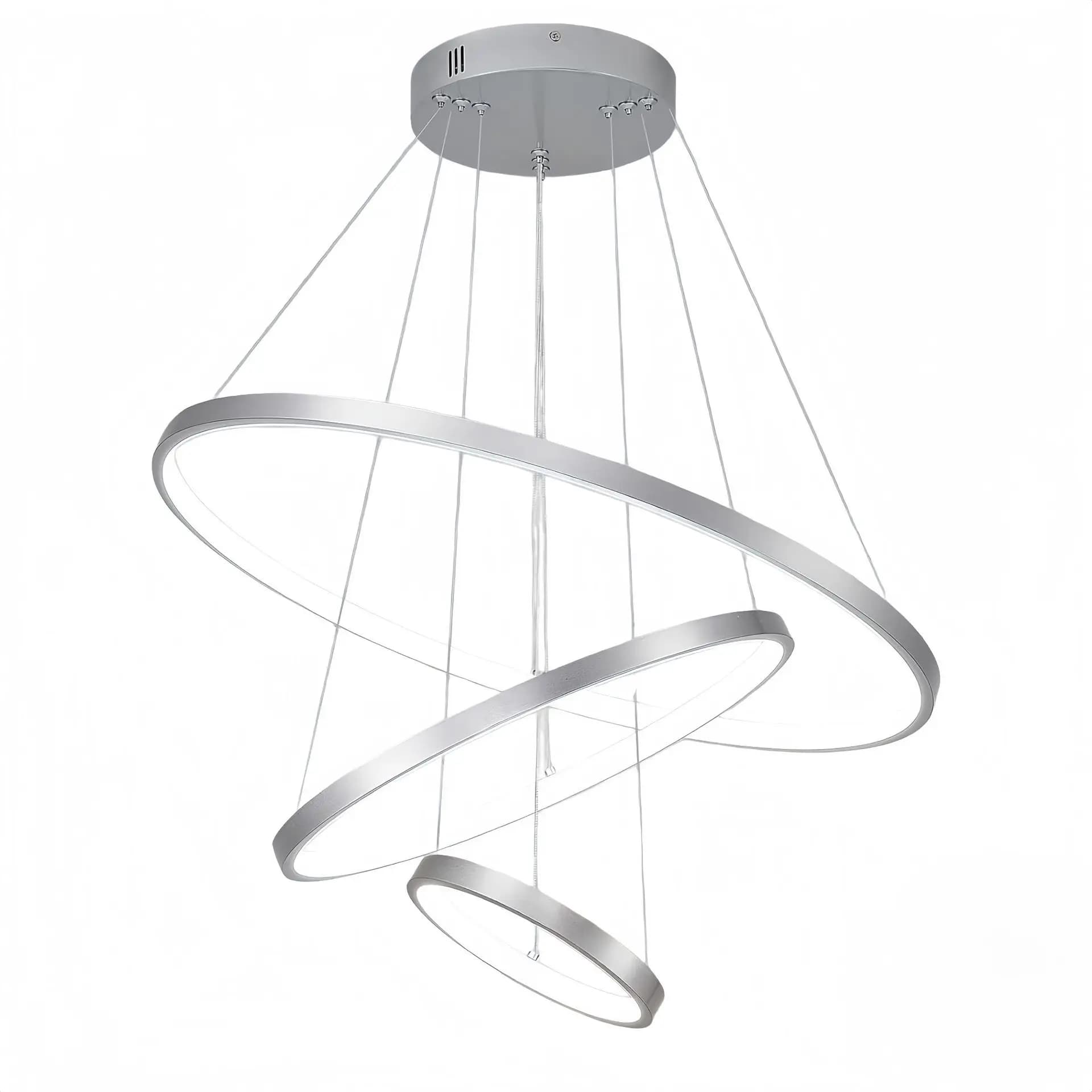 Cross Border 3 Tier Circular LED Pendant Light, Modern 3 Rings Circle Chandelier Hanging Lamp