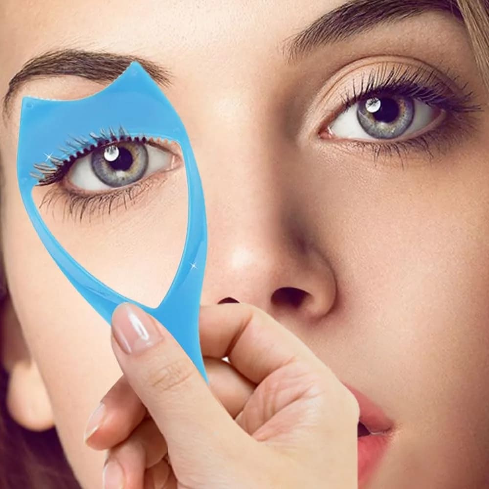 Nuovo Assistente per Eyeliner 3-in-1, Pettine per Ciglia, Modello Protettivo in Cristallo, Pennello per Trucco Occhi, Guida Cosmetica, Scudo per Mascara Donna