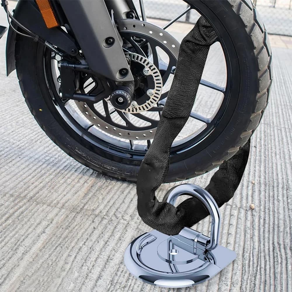 1Kit Oldable Steel Ring Motorcycle Security Anchor with Expansion Bolts for Garage Trailer Scooter Bicycle Parking Lock