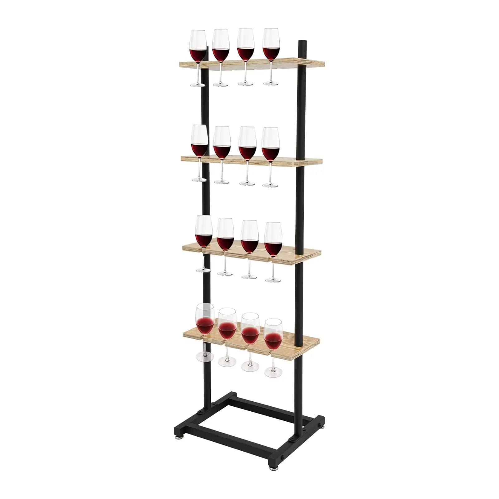 4-Tier Champagne Glass Holder 32 Glasses Capacity 44Lbs Stand for Party Wedding with Elegant Black Finish