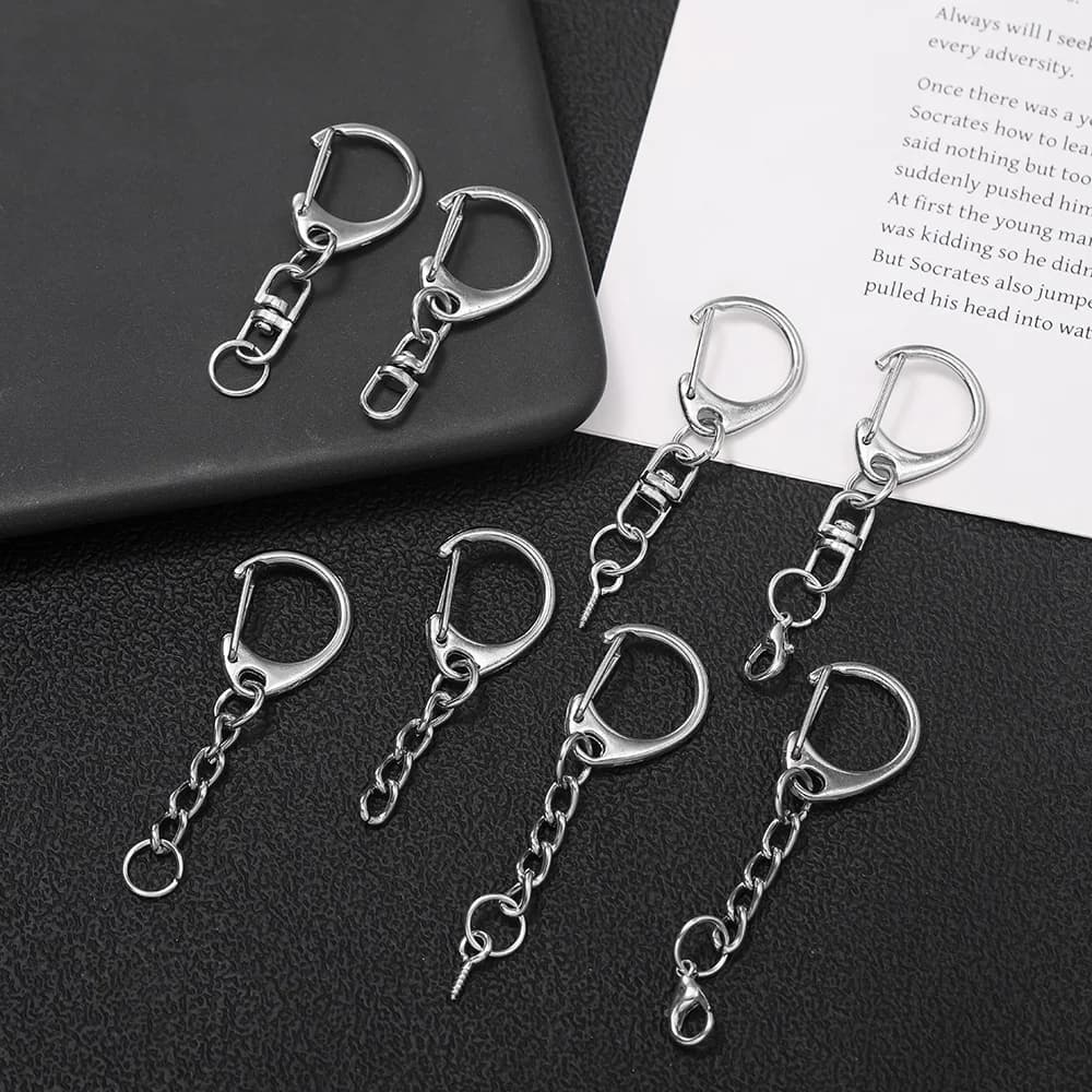10pcs/lot Lobster Claw Clasp Key Ring D Shape Clasps Connector Hook For DIY Jewelry Making Finding Key Chain Accessories