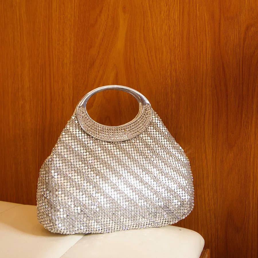 Borsa a Tracolla Femminile con Diamanti Luccicanti, Elegante e di Lusso, Ideale per Cene di Gala