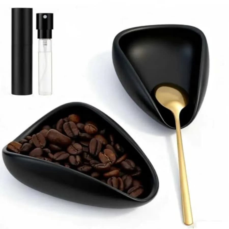 Ceramic Coffee Bean Dosing Cup + Sprayer Gift Set, Spoon Rest, Mini Coffee Spoon Holder for Tea Spoons Stirrers, Coffee Station