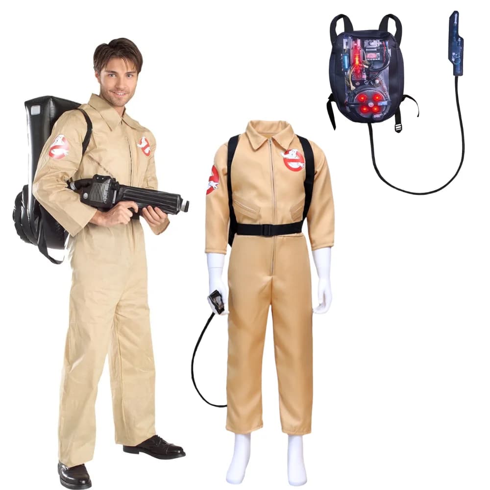 Halloween Ghost Catcher Cosplay Costume Adult Uniform Jumpsuit With Backpack Suitable Christmas Gifts Carnival Themed Parties