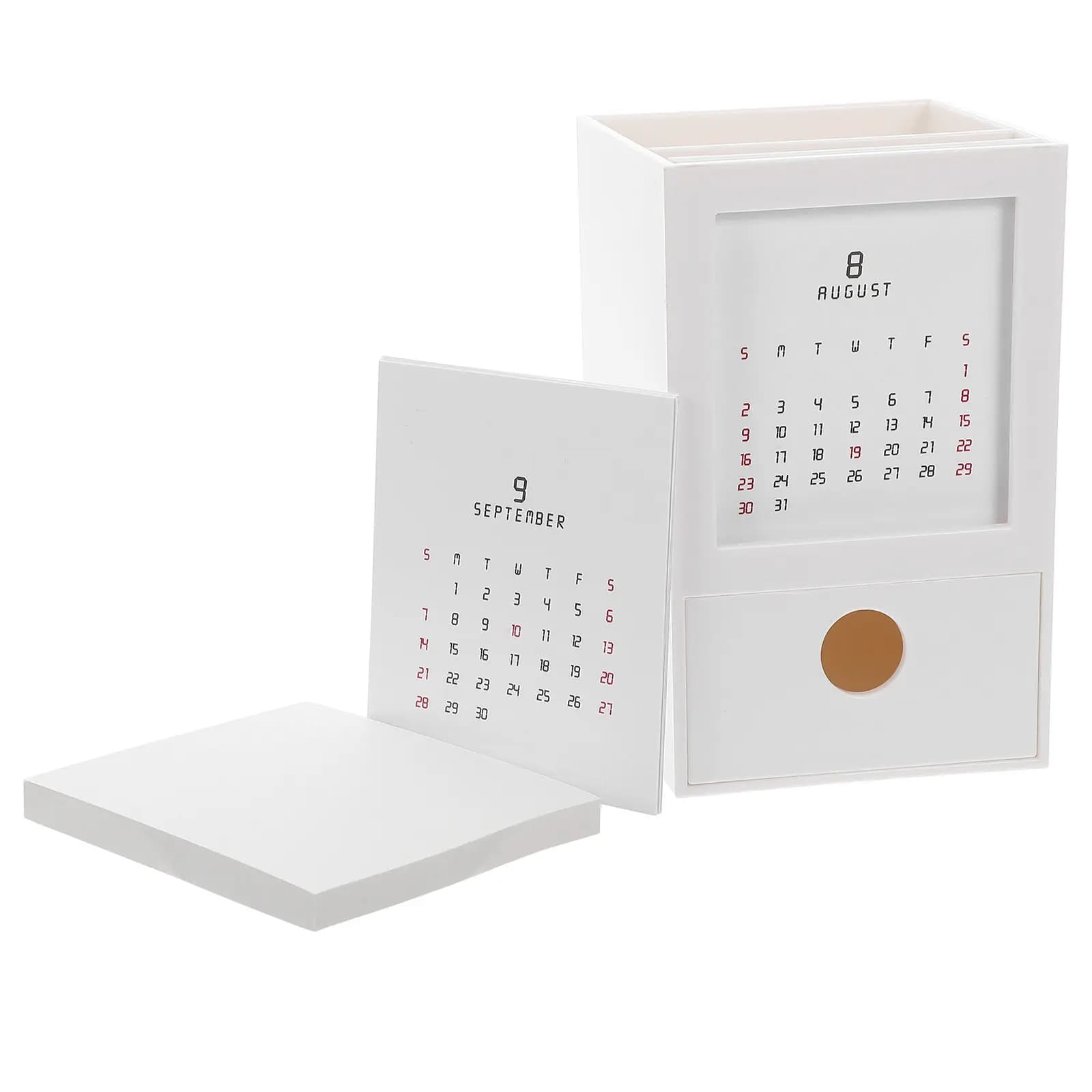 1 set 1 Set Multifunctional 2026 Desktop Calendar Pen Holder Versatile Storage Stationery Desk Organizer Pencil Cup Makeup Brush