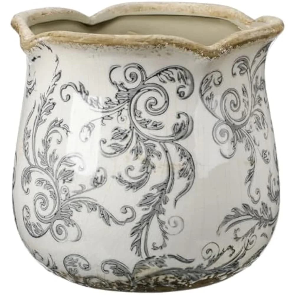 newtay fioriera in ceramica da 6 pollici fioriera a scorrimento grigia vasi per piante decorative con smalto crackle per la cucina domestica