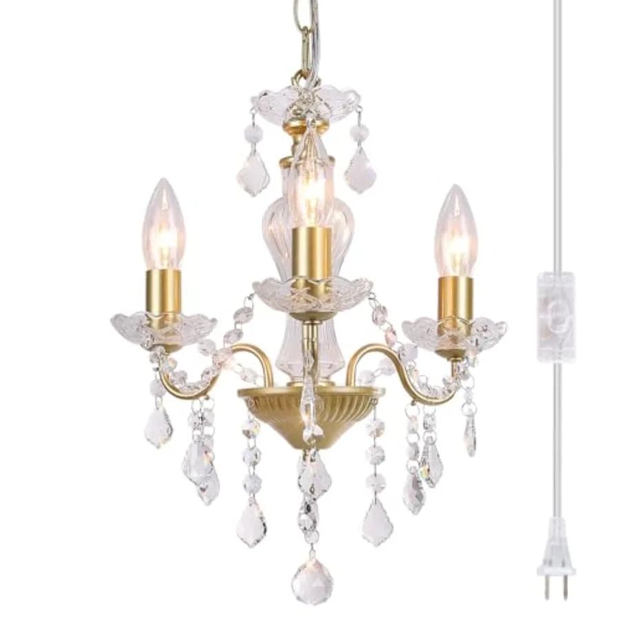 Modern - with Glass Crystals, Candle Style Pendant Light Fixtures for Living Room, Girls Room, Kitchen Island, Entryway