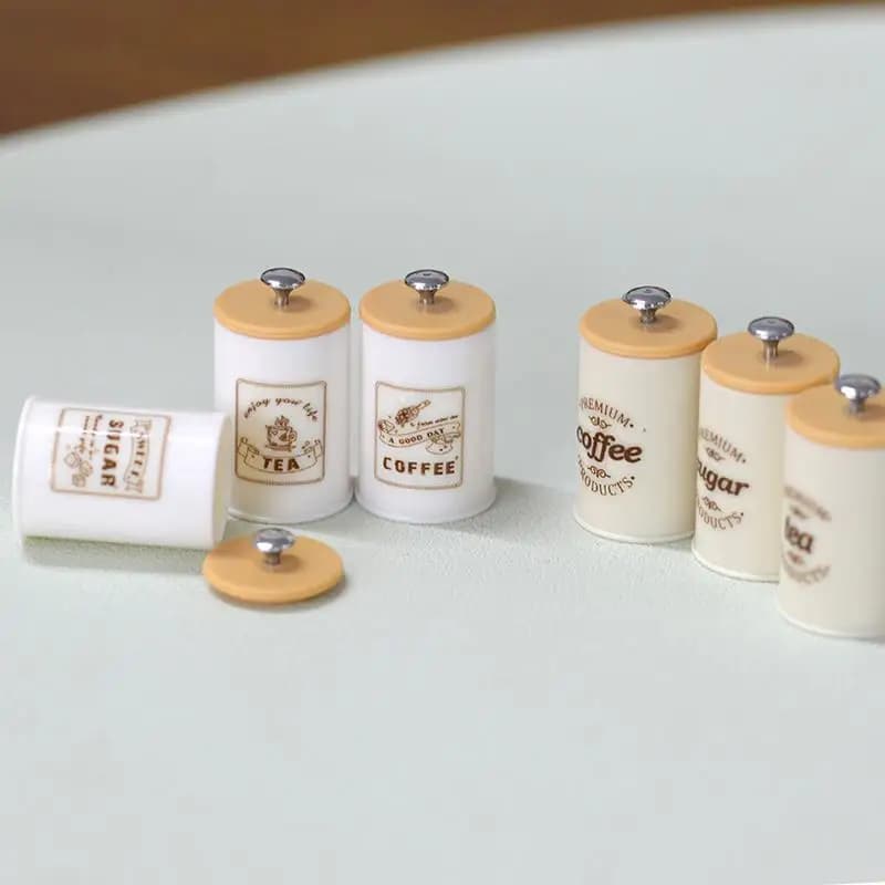 Set di 3 Barattoli Nordici in Miniatura per Casa delle Bambole, Organizzatore per Cucina, Scatola per Caramelle, Contenitori per Alimenti e Prodotti Secchi