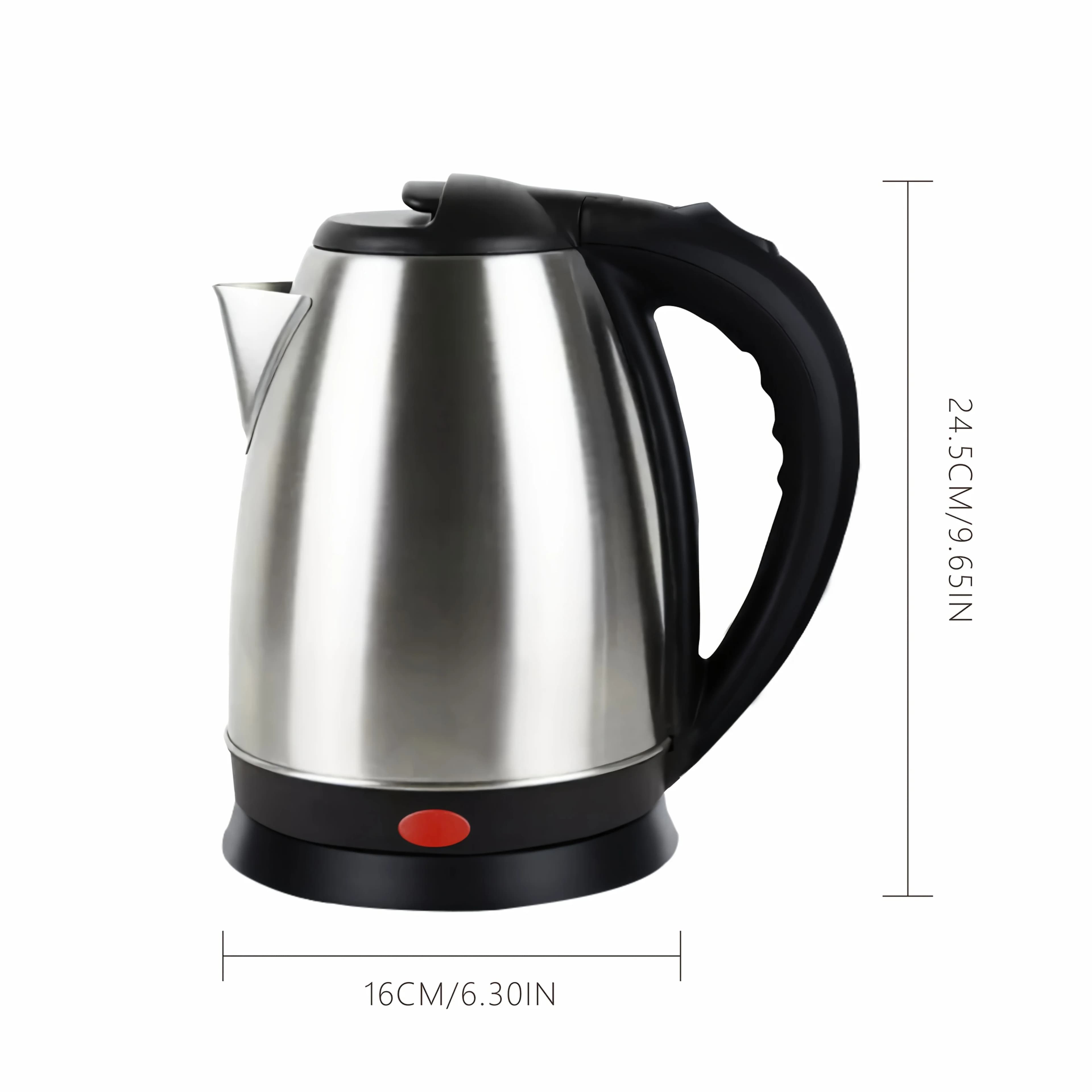2,0 liters stainless steel electric kettle: detachable base, quick boiling for home, office and travel, silver gray and rust resistant