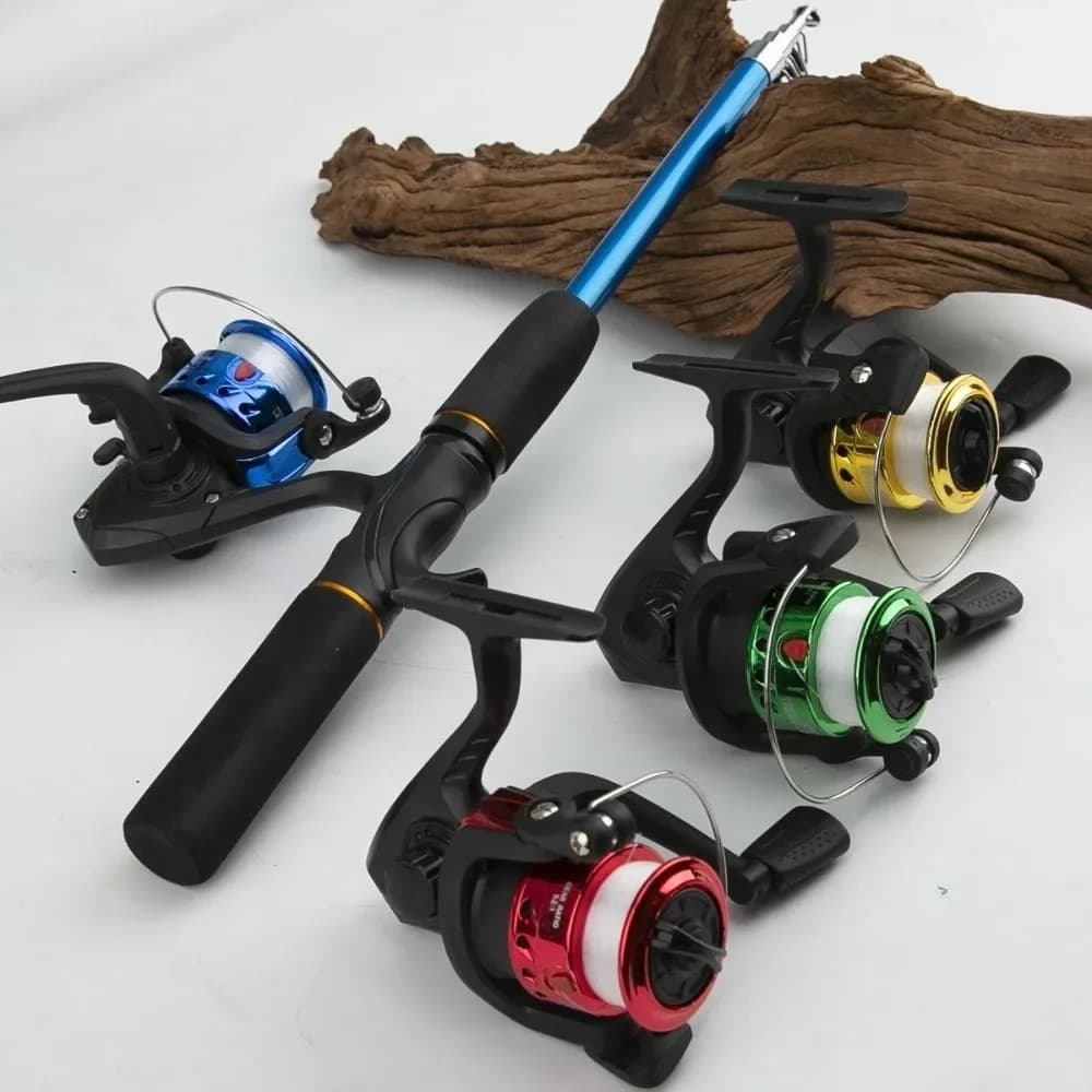 Set di canne da pesca portatili Set completo di attrezzatura da pesca telescopica con esca morbida con borsa Canna da pesca e mulinello Accessori da pesca combinati