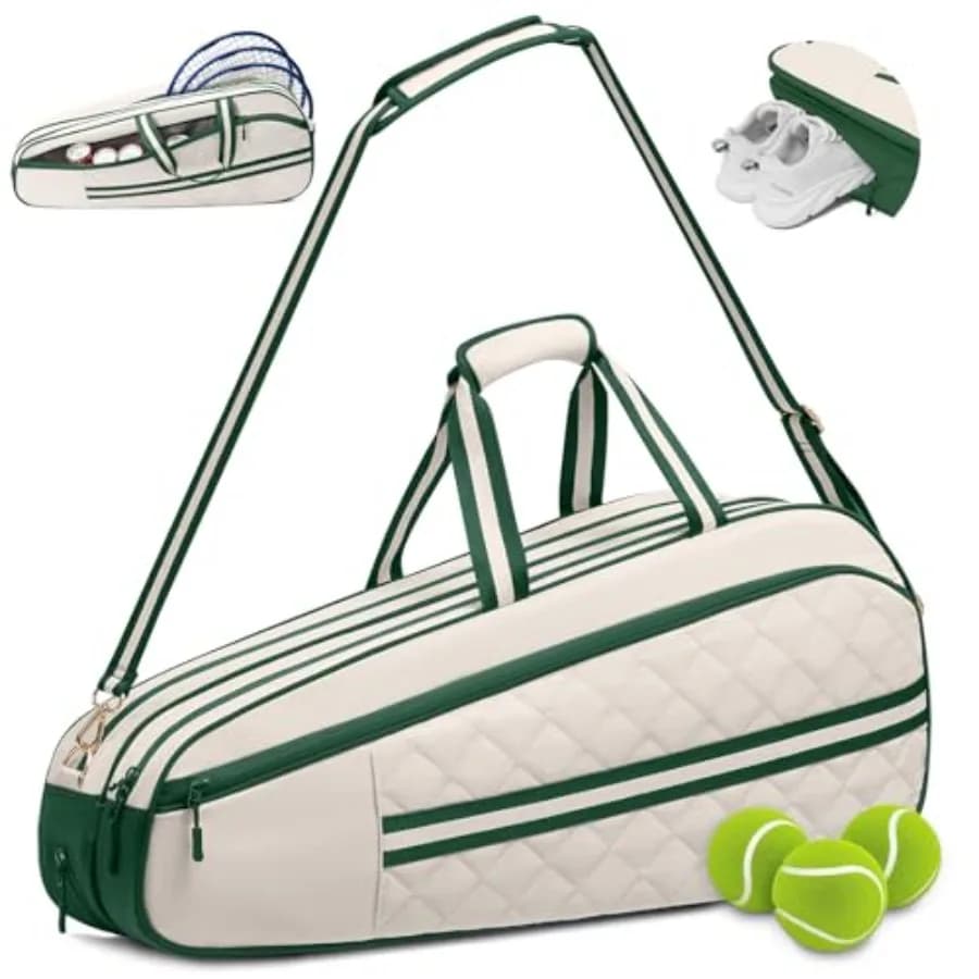 Borsa da Tennis per Donne e Uomini, per 3-6 Racchette, con Scomparto per Scarpe e Tasca Isolata, Borsa da Palestra Resistente all'Acqua