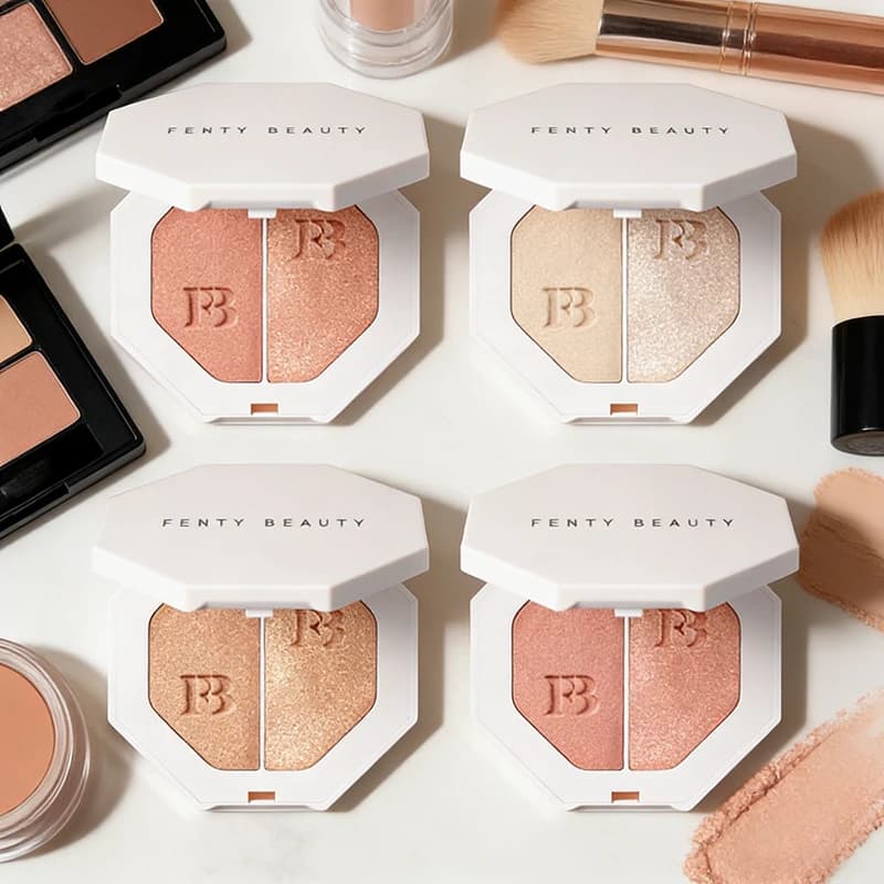 Palette Illuminante in Polvere a Due Colori Fenty Beauty, Contorno 3D, Illuminante Opaco, Trucco Naturale, Polvere Illuminante per Cosmetici