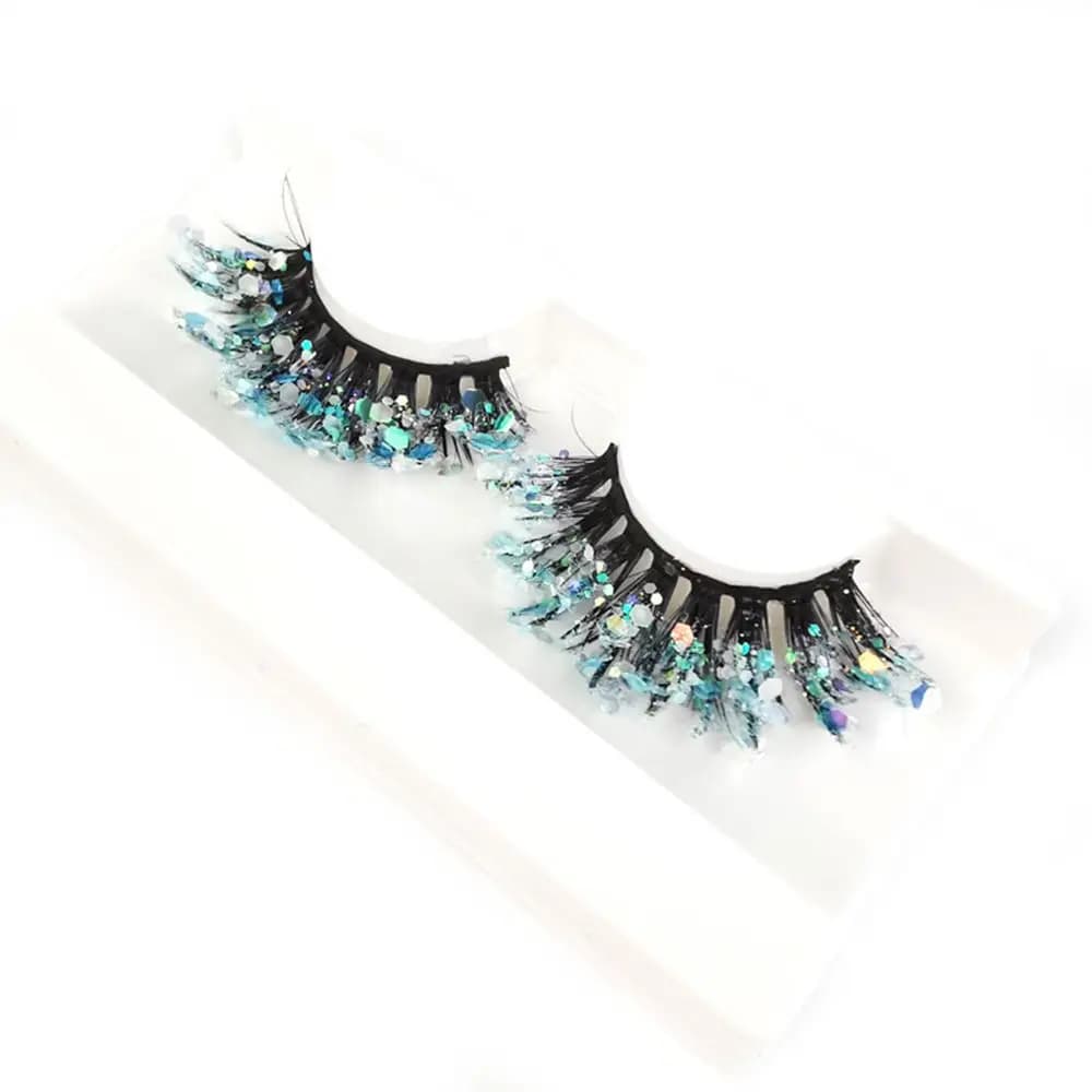 Ciglia Finte con Paillettes, Ciglia Voluminose e Drammatiche 25mm, Ciglia 3D in Visone Luminose