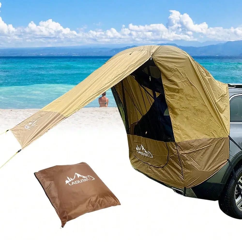 Tenda da tetto per SUV, camion, campeggio, viaggi, protezione solare, colore marrone