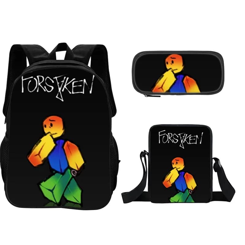 Forsaken3Pcs Set Backpack for Kids Boys Girls Students School Bag Withshoulder Bag Pencil Case Lightweight Large Capacity