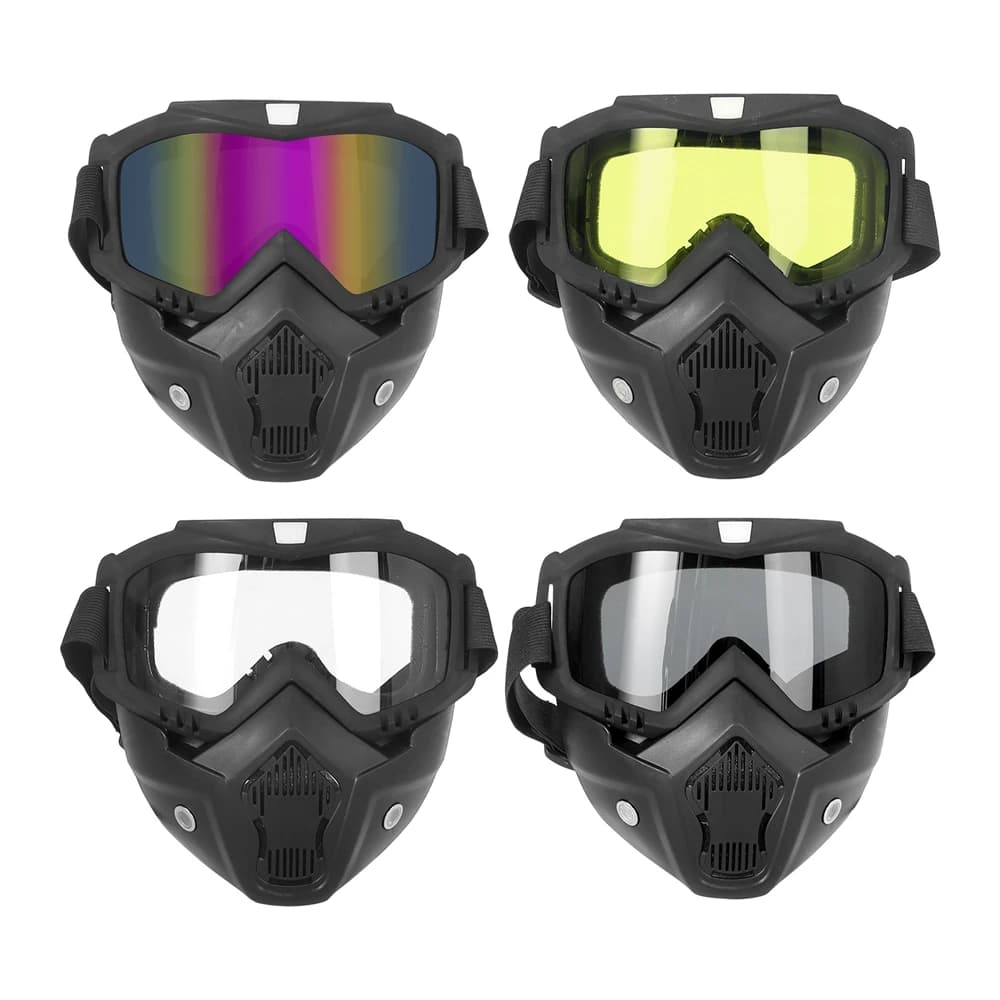 Maschera Protettiva per Casco da Bicicletta e Moto, Occhiali da Motocross Antivento, Occhiali da Ciclismo e Sci con Mascherina