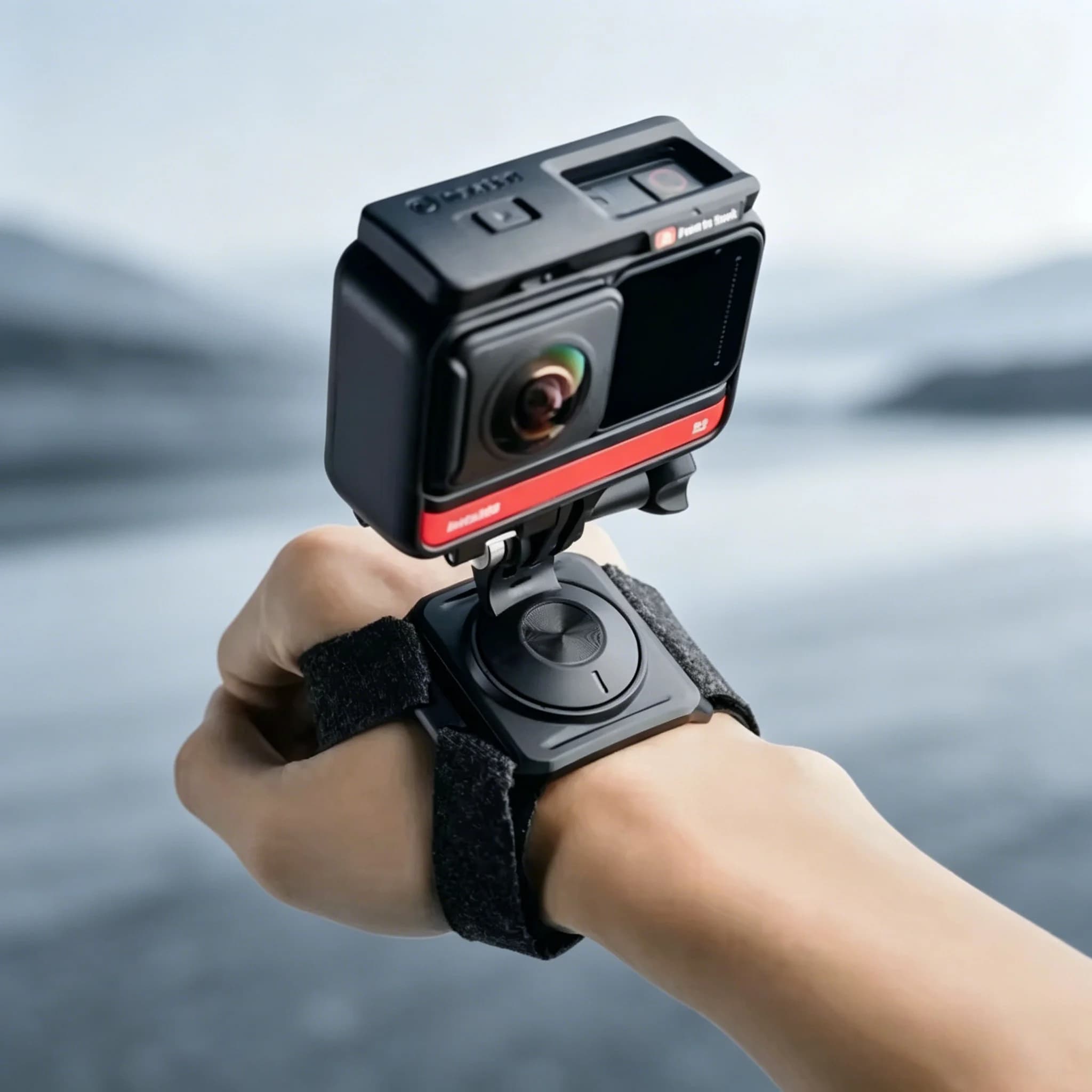 Set di fissaggio con vite a pollice, per action camera Insta360, cinturino da polso con supporto e adattatore da 1/4 per riprese POV a mani libere.