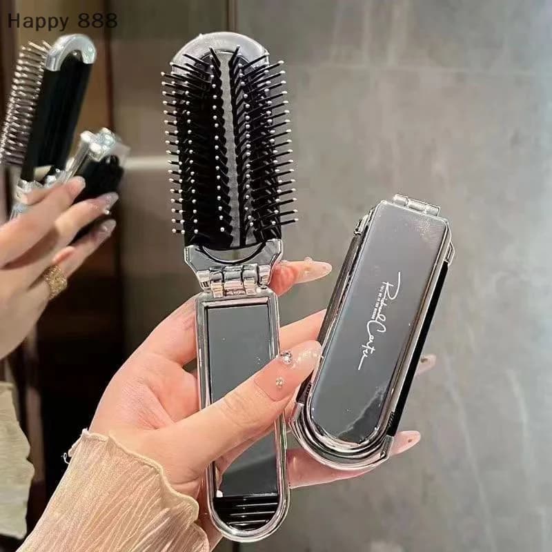 Mini pettine per capelli tascabile pieghevole portatile con specchio: una spazzola per pettine da massaggio ideale per salone, viaggi e trucco all'aperto