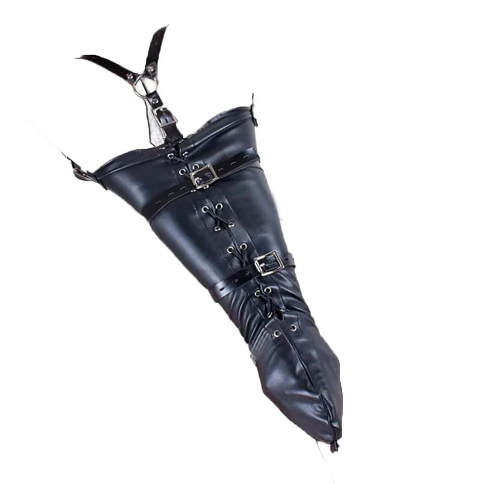 BDSM legante per braccio di rilegatura, giacca dritta dietro la schiena, bracciale in pelle Bondage Slave guanto con serratura manette con spallacci
