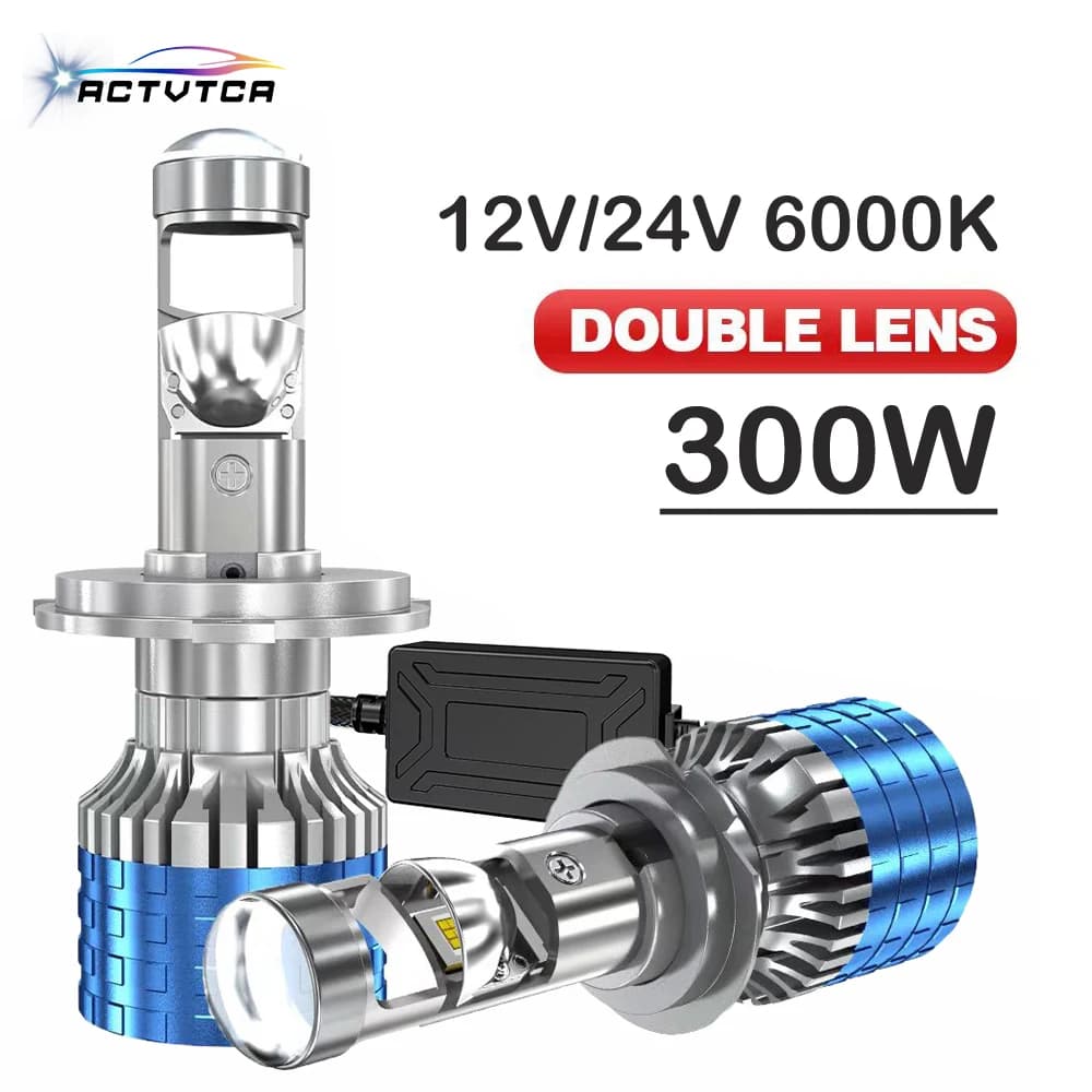 ACTVTCA 300W H7 H4 LED faro Mini lente proiettore H9 H11 9005 9006 Auto Low Beam Canbus lampadina per Auto/motore 12V 24V