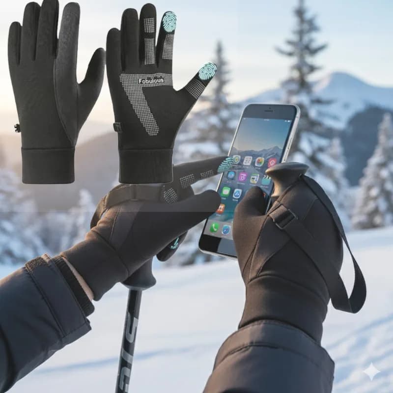 Guanti Invernali da Uomo Antivento Impermeabili Antiscivolo con Fodera in Pile e Funzione Touchscreen per Ciclismo, Escursionismo e Climi Freddi