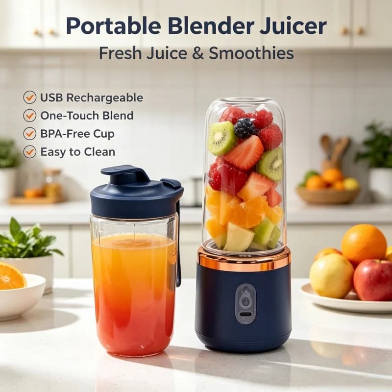 Portable USB Blender Electric Travel Juicer Cup Home Fruit Milkshake Mixer USB 6 Blades Kitchen Mini Fresh Fruit Mixer Tool