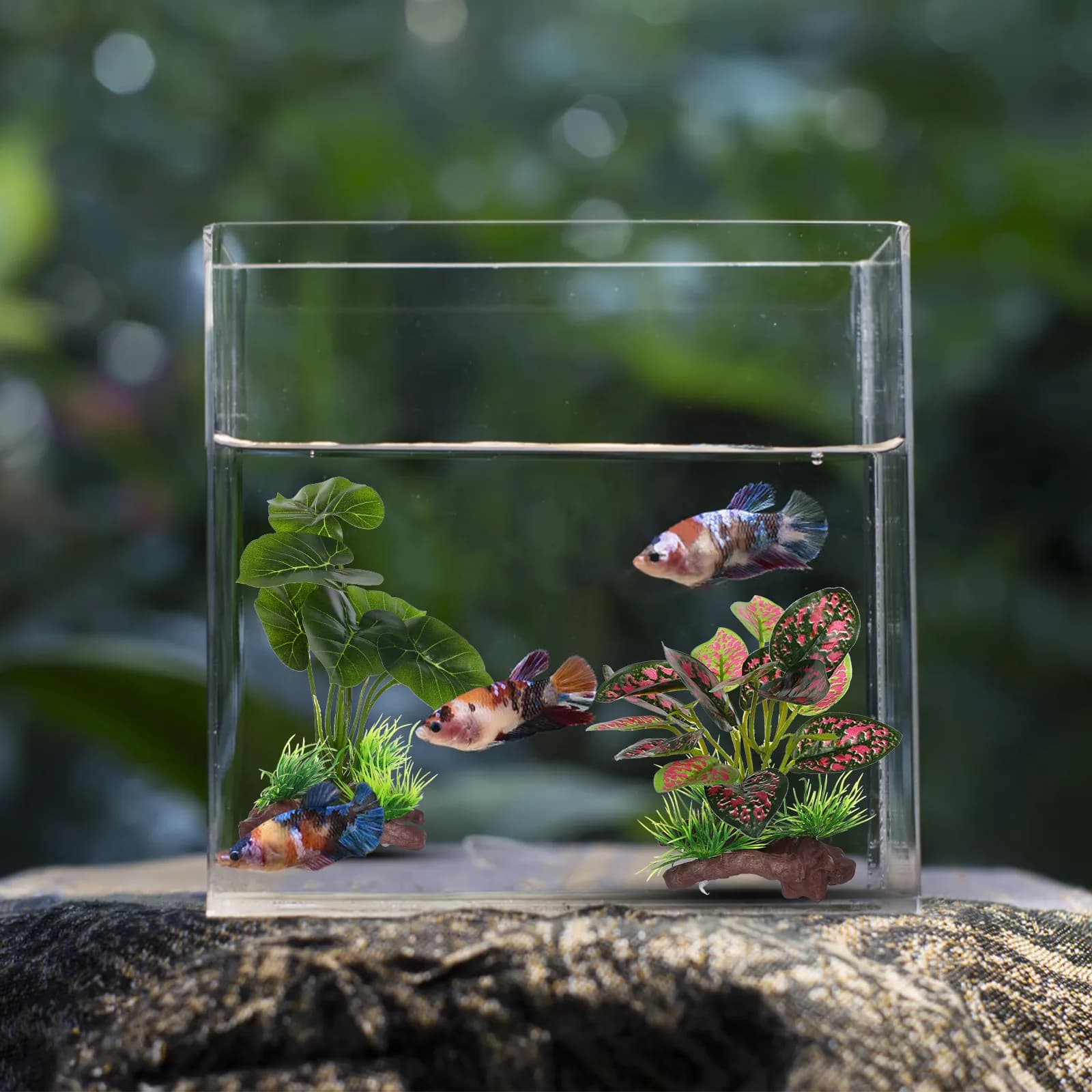 2Pcs Lifelike Artificial Aquarium Plants Realistic Fake Greenery Fish Hideout Safe Non-Toxic Easy Maintenance Aquarium