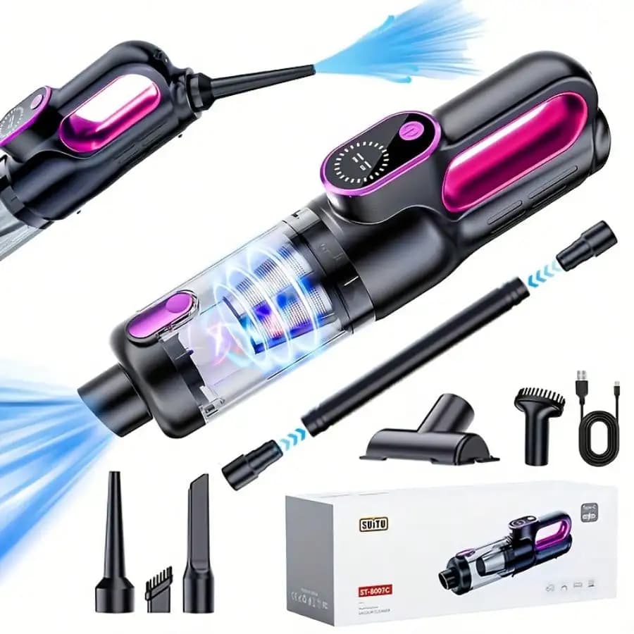 Aspirapolvere portatile wireless per auto, 2 in 1, doppio uso per soffiare e aspirare, ad alta potenza e super aspirazione