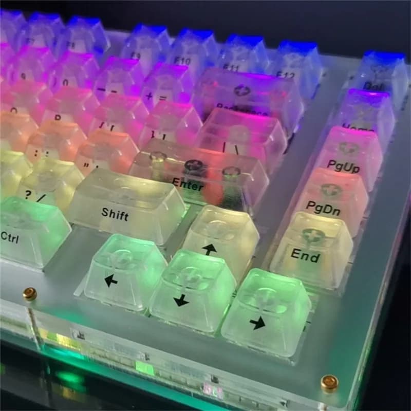 Side Engraved Sticker For Mechanical Keyboard Clear ABS Keycaps English Side Lettering Protective film Transparent ABS Keycaps