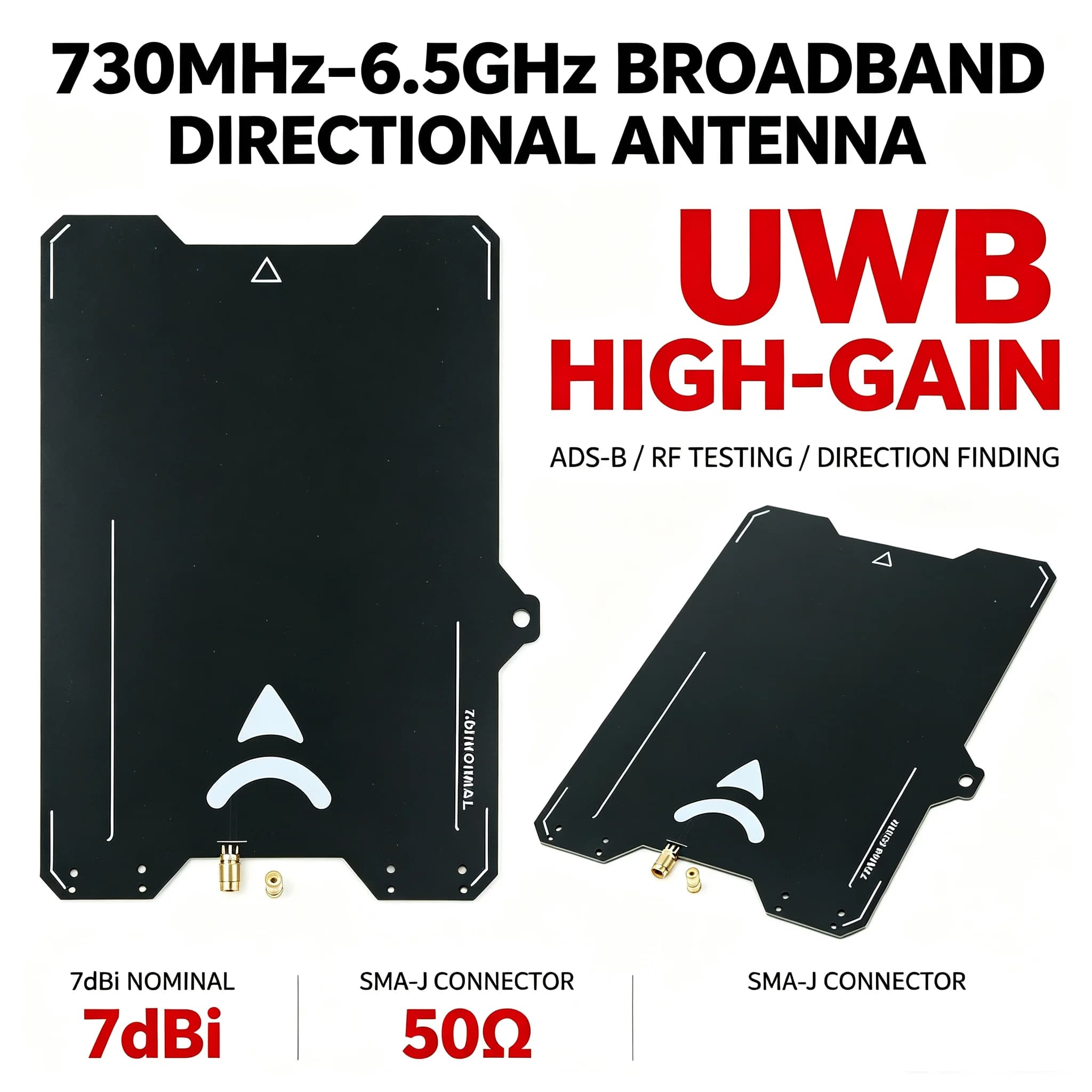 730Mhz-6.5GHz 7dBi Directional Antenna RF Signal UWB High Gain SDR ADS-B 868MHz 915MHz 2.4GHz 5.8GHz WIFI Image Transmission ANT