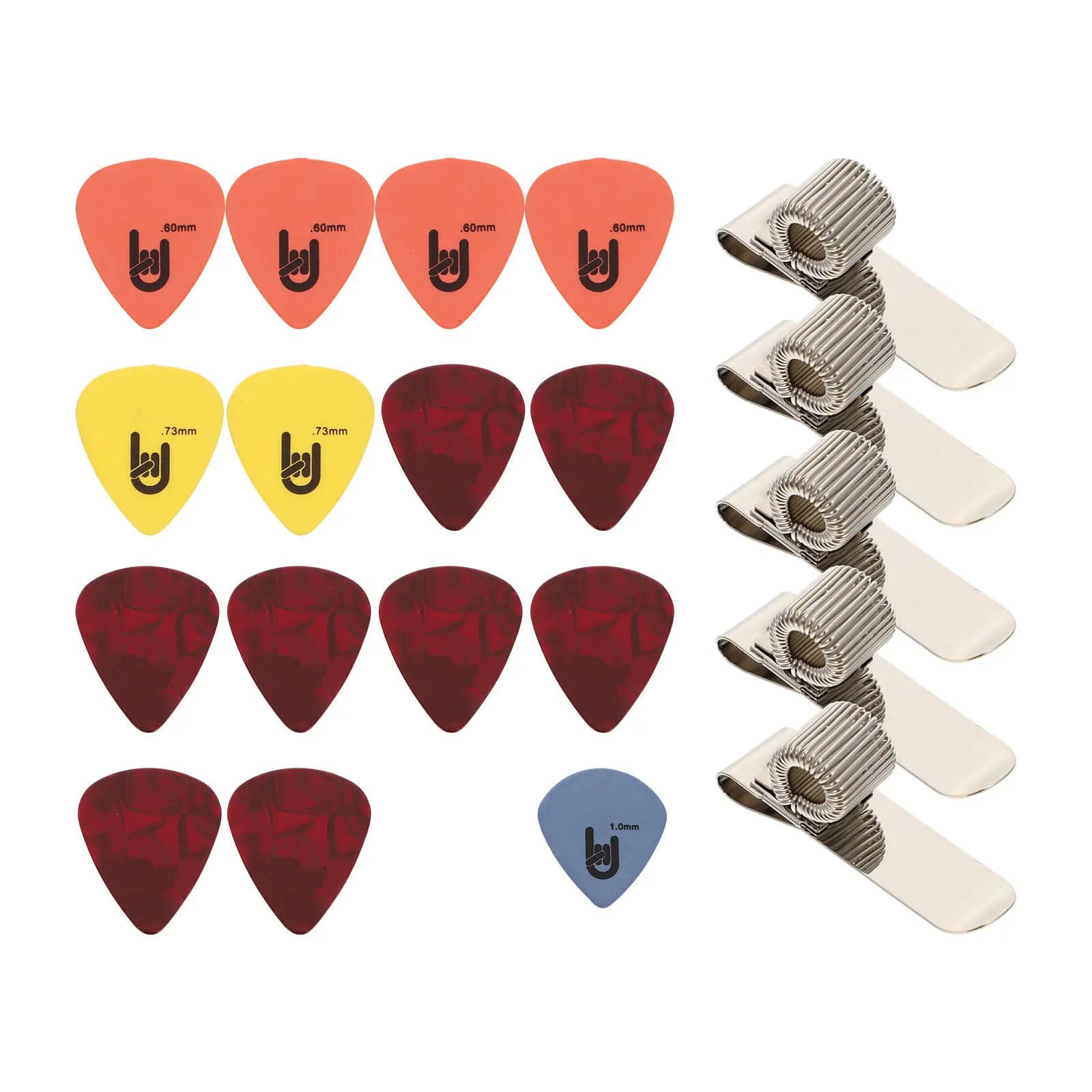 5Set Professional Metal Guitar Picks and Clamps Random Color Durable Lightweight for Long Lasting Use Guitar Picks Clamps
