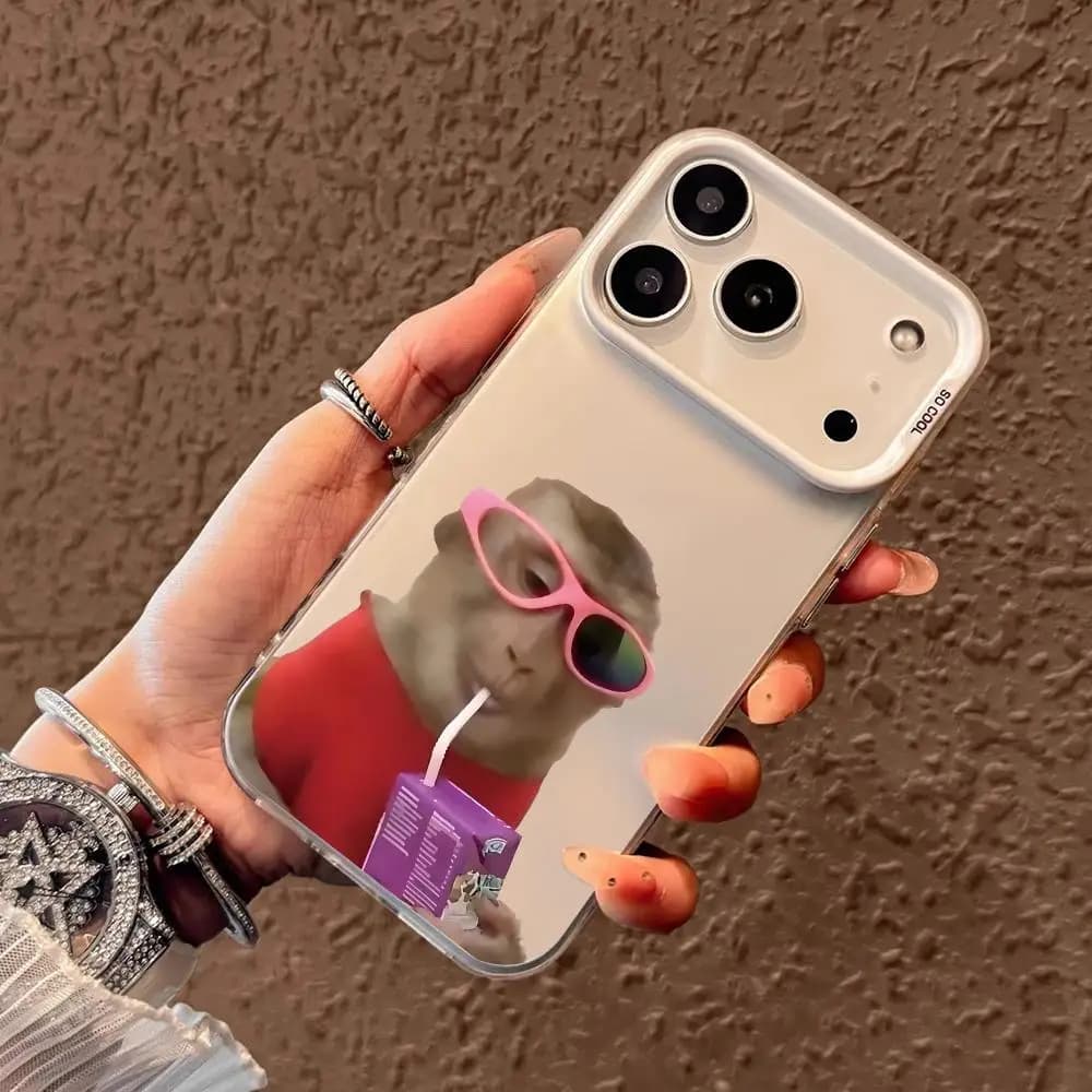 Funny monkey pattern phone case suitable for iPhone 17 16 15 14 13 12 11 Pro/ Max /Plus anti-fall and shockproof back cover