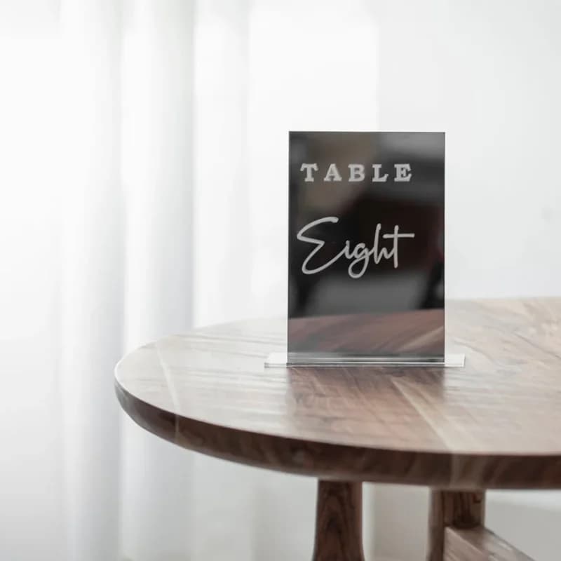 Wedding Mirror Acrylic Calligraphy Table Numbers With Holder Set,Shower party Number Sign,Elegant mirror table number