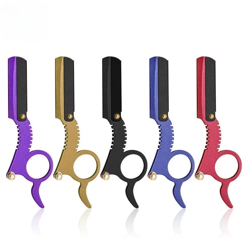 Rasoio ad anello in acciaio inossidabile per salone Strumenti per sopracciglia per rasatura manuale classica per barba Forniture professionali per strumenti da barbiere ad angolo retto